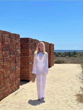 White Long Knit Beach Cover-Up Dress